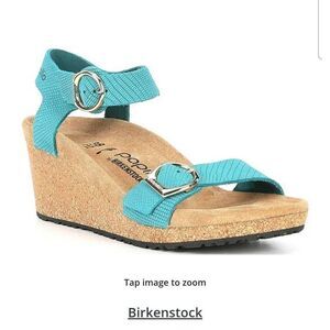 Papillio by Birkenstock Soley Embossed Ankle Strap Wedge Sandals size 10 - 10.5